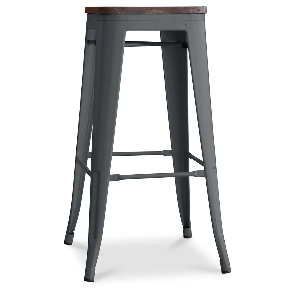 Banqueta de Design Industrial - Madeira & Aço - 76cm - Stylix image 8
