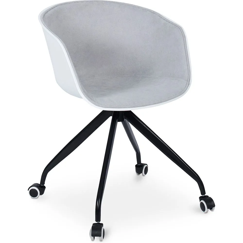 Cadeira de Escritório com Braços - Cadeira de Secretária com Rodízios - Preto e Branco - Jodie image 8