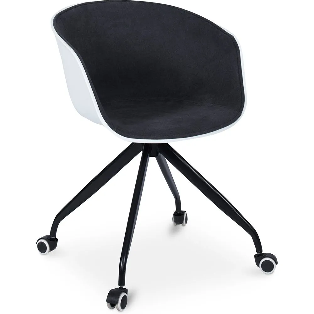 Cadeira de Escritório com Braços - Cadeira de Secretária com Rodízios - Preto e Branco - Jodie image 8