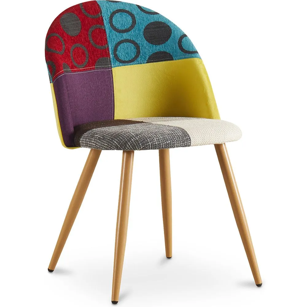 Cadeira de jantar estofada em patchwork - Estilo escandinavo - Ray image 8