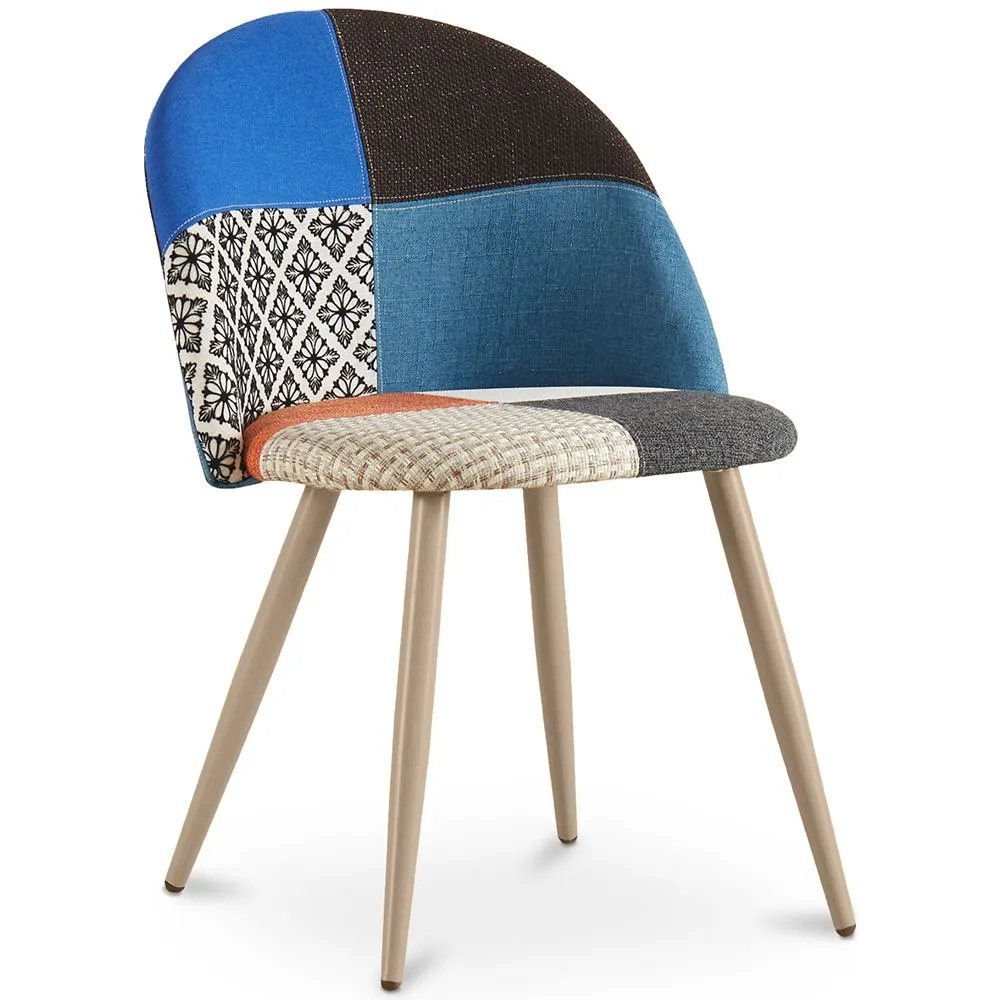 Cadeira de jantar estofada em patchwork - Estilo escandinavo - Evelyne  image 8