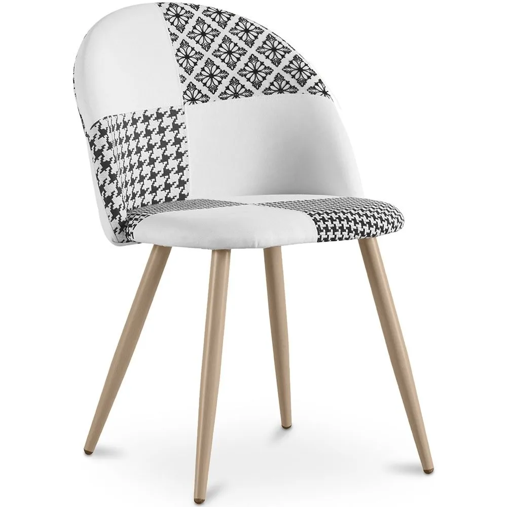 Cadeira de Jantar - Estofada em Patchwork Preto e Branco - Evelyne image 8