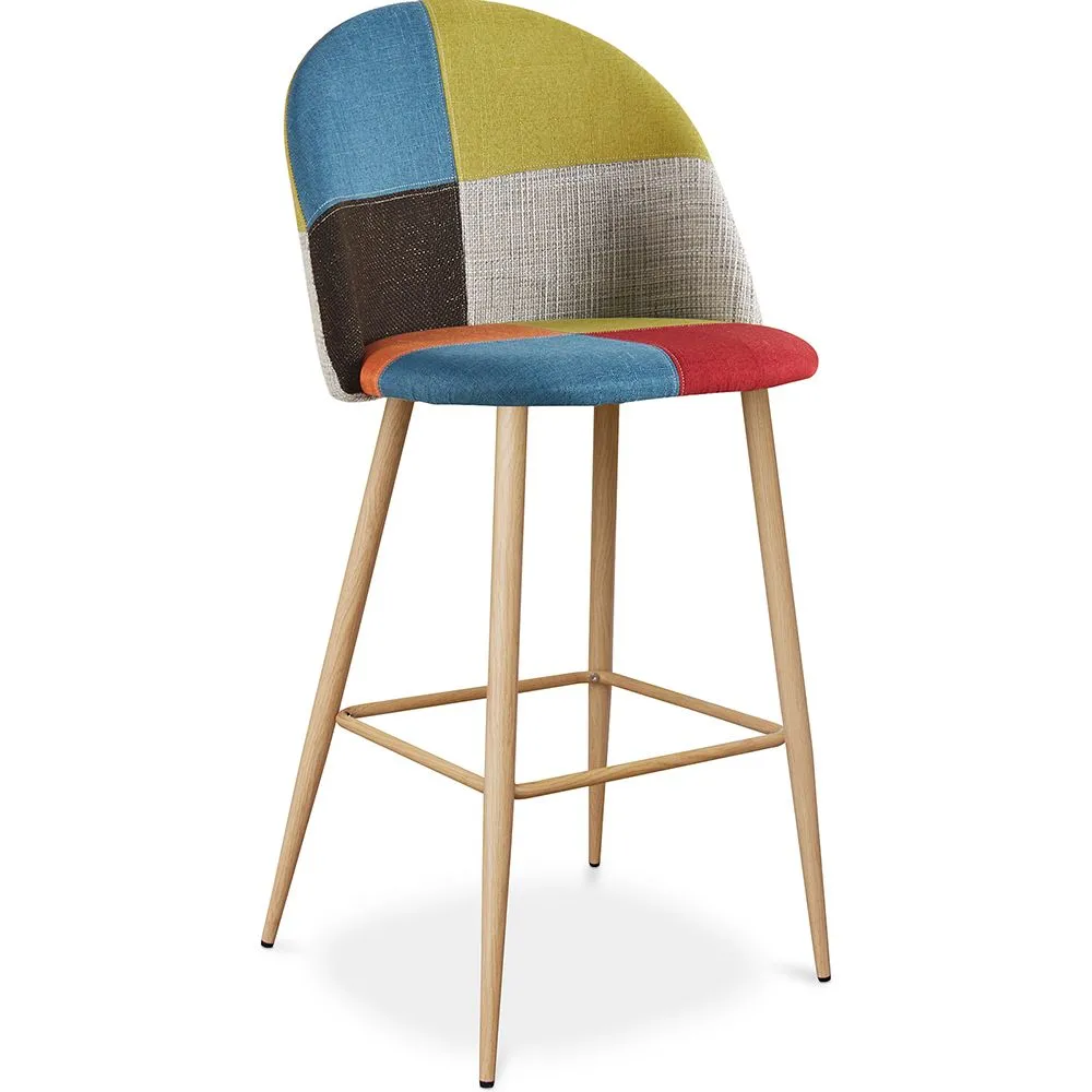 Banqueta Estofada em Patchwork - Estilo Escandinavo - Evelyne image 8