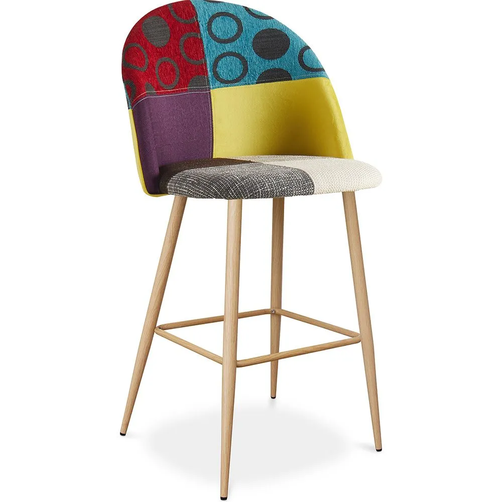 Banqueta Estofada em Patchwork - Estilo Escandinavo - Evelyne image 8