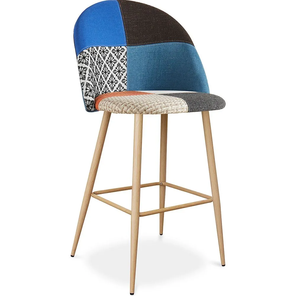 Banqueta Estofada em Patchwork - Estilo Escandinavo - Evelyne image 8