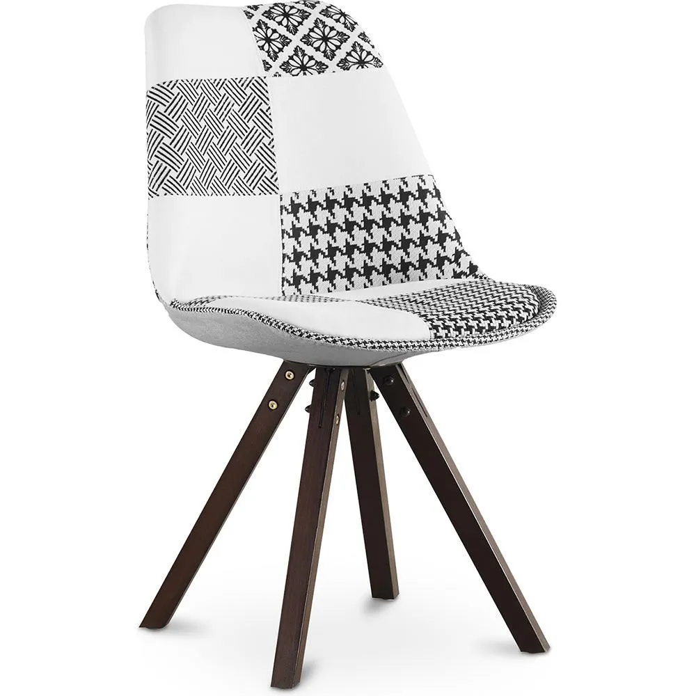 Cadeira de Jantar - Estofada em Patchwork - Preto e Branco - Denisse image 8