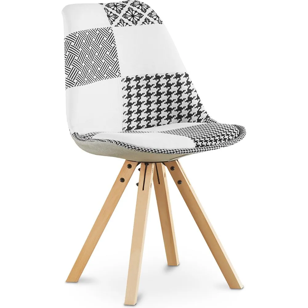 Cadeira de Jantar - Estofada em Patchwork Preto e Branco - Denisse image 8