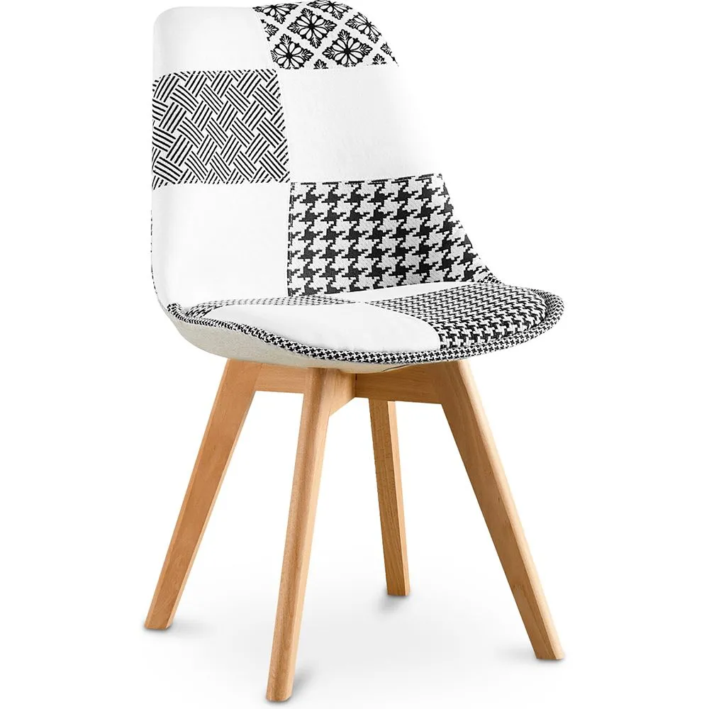 Cadeira de sala de jantar - Estofos em patchwork preto e branco - Nova edição - Sam image 8