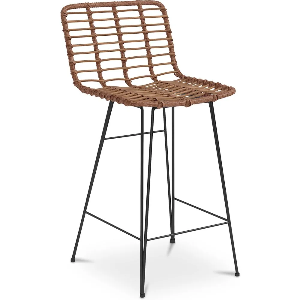 Banco bar em vime com encosto - Design Boho Bali - 75cm - Catori image 8