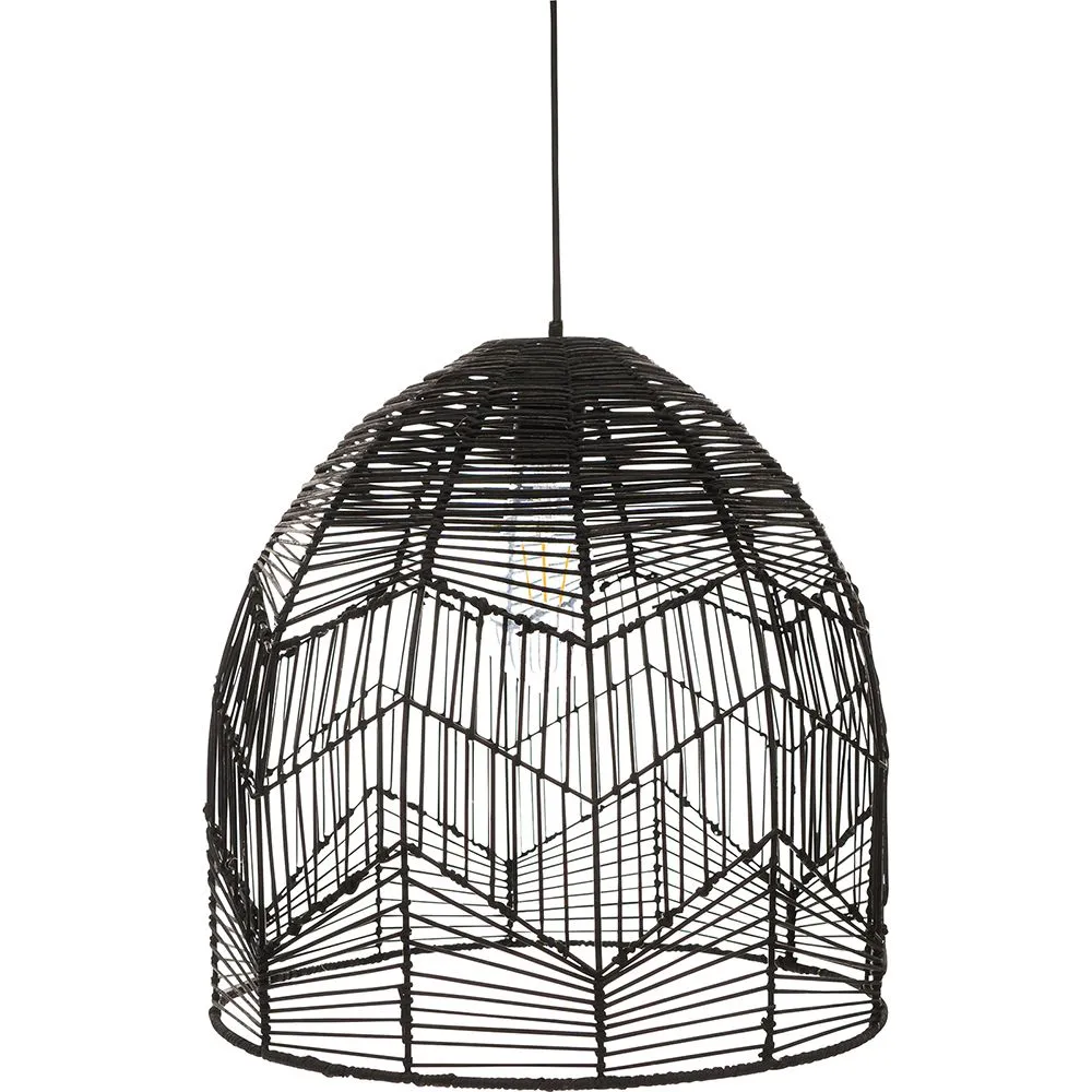Luminária de teto de ratã preto - Luminária pendente de stile Boho Bali - Le image 8