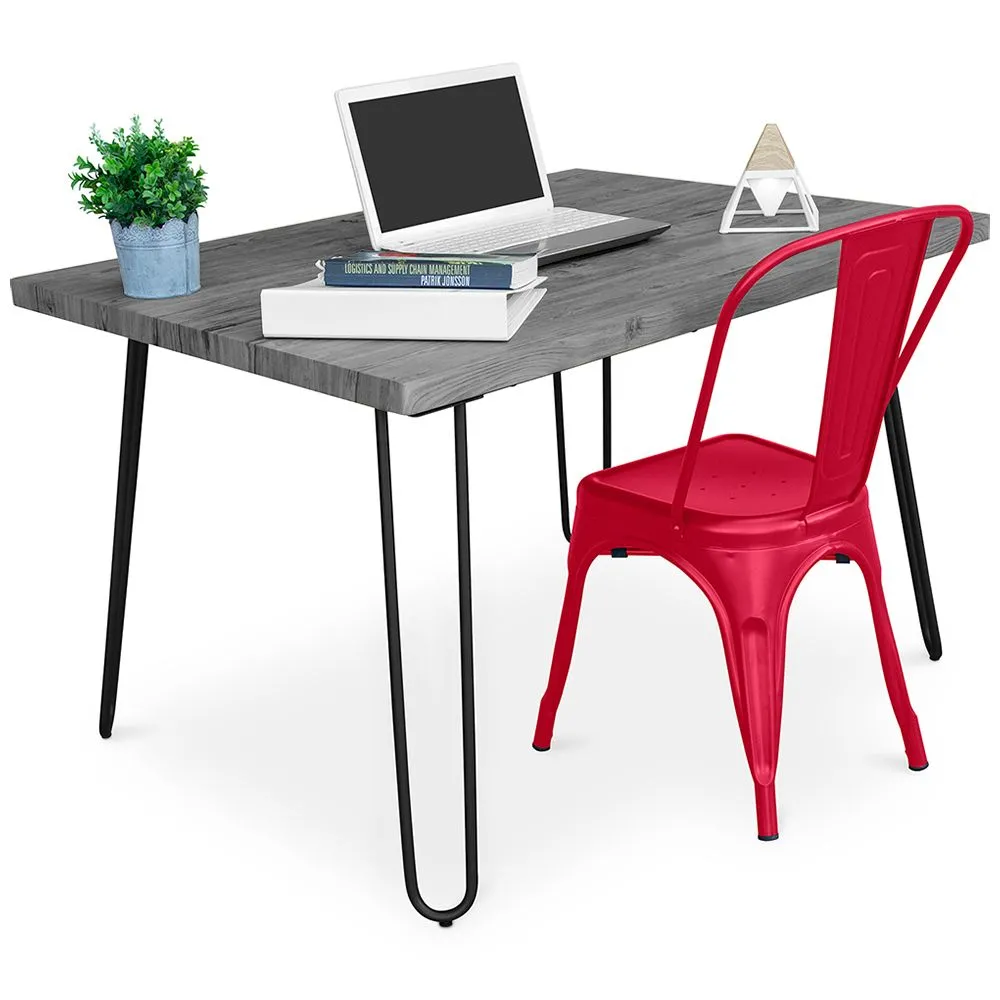 Conjunto de Mesa - Diseño Industrial 120cm - Hairpin + Cadeira de Jantar - Stylix image 8