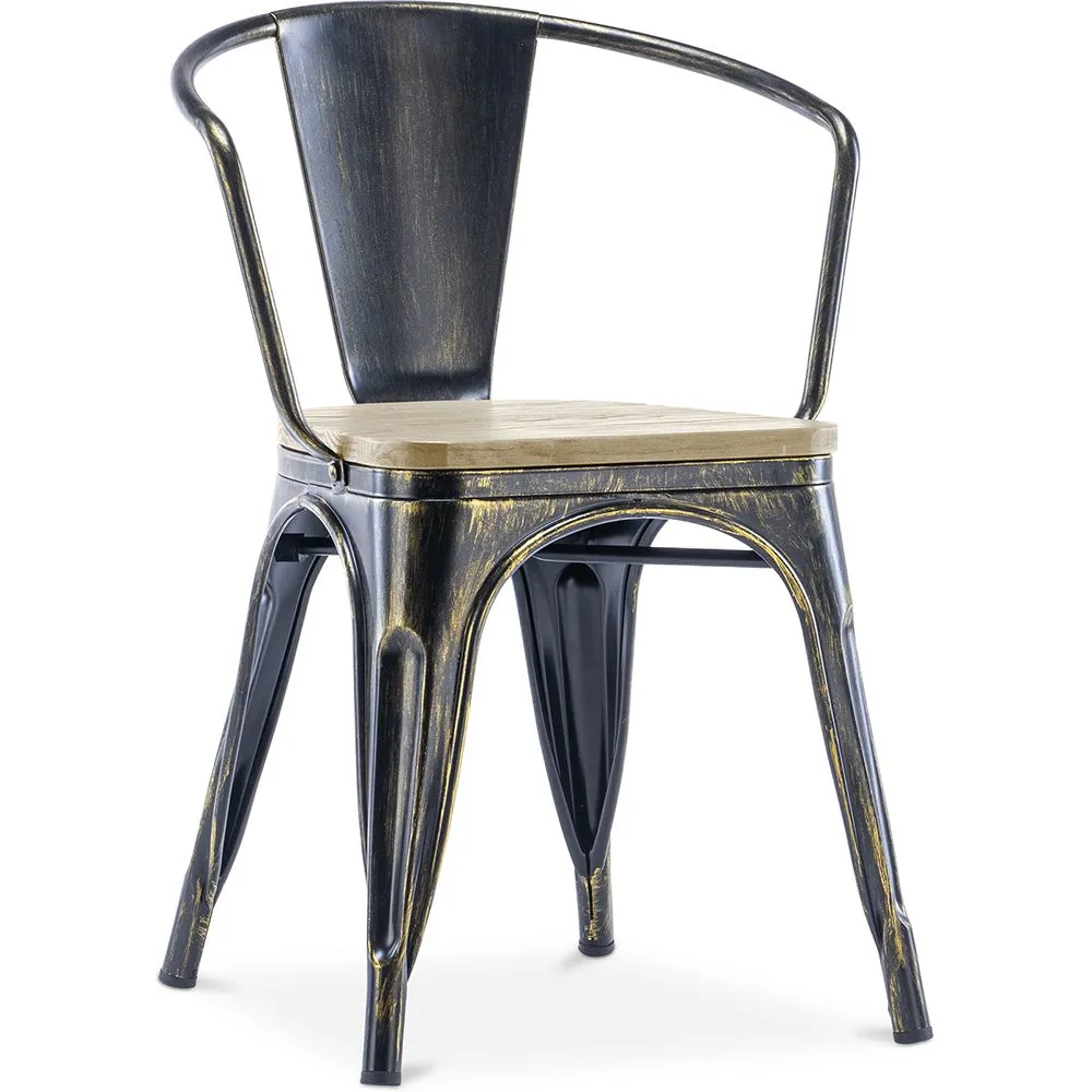 Cadeira de jantar com braços - Design industrial - Madeira e aço - Nova edição - Stylix image 8