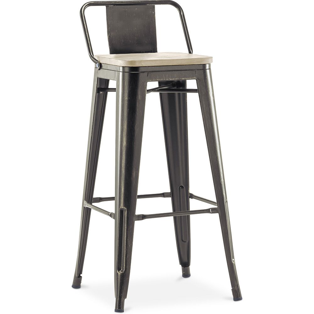 Banco bar com encosto - Design industrial - Madeira e aço - 76cm - Nova edição - Stylix image 8