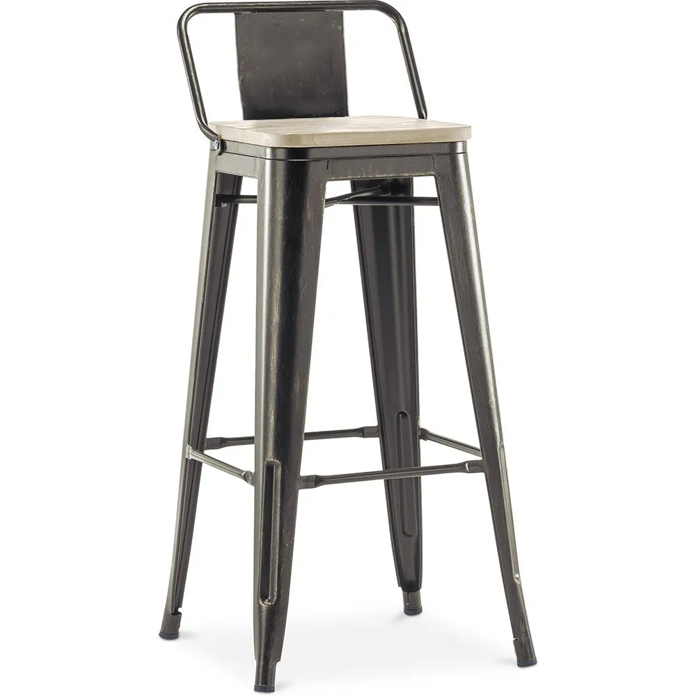 Banco bar com encosto - Design industrial - Madeira e aço - 76cm - Nova edição - Stylix image 8