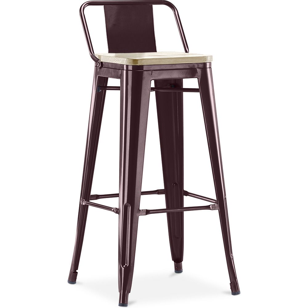 Banco bar com encosto - Design industrial - Madeira e aço - 76cm - Nova edição - Stylix image 8