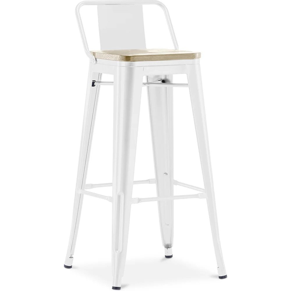 Banco bar com encosto - Design industrial - Madeira e aço - 76cm - Nova edição - Stylix image 8