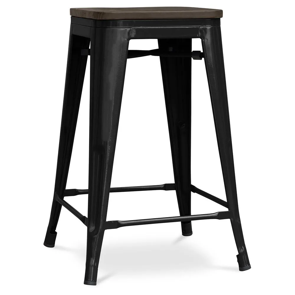 Banco Bar - Design Industrial - Madeira e Aço - 60cm -Stylix image 8