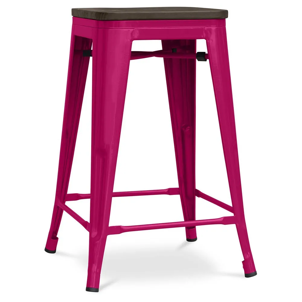 Banco Bar - Design Industrial - Madeira e Aço - 60cm -Stylix image 8