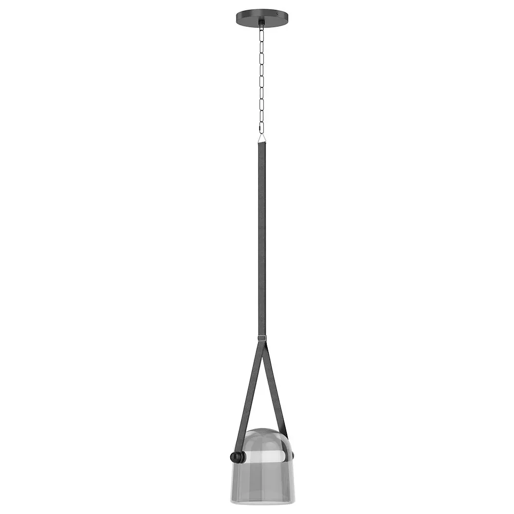 Luminária de teto - Pendente - Couro e vidro - Bim image 8