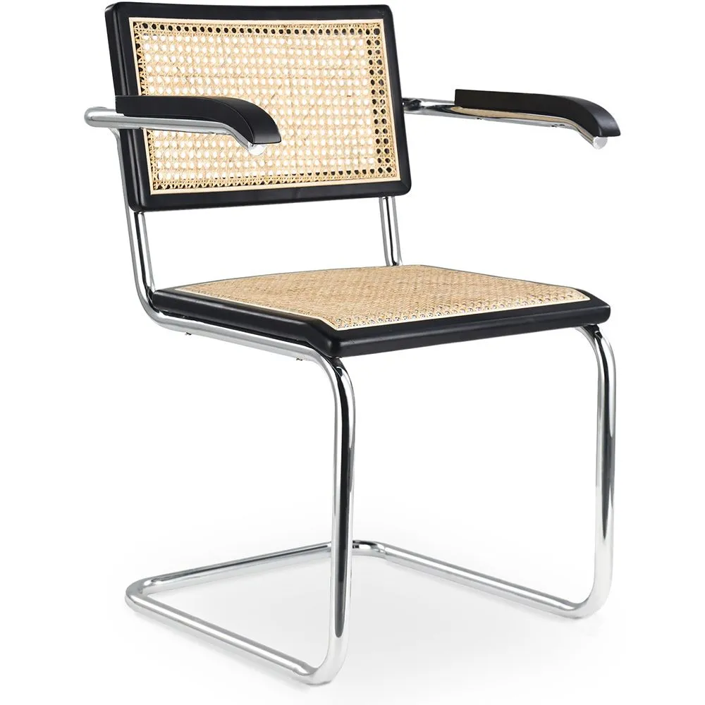 Cadeira de Jantar com Braços - Design Vintage - Madeira e Rattan - Bruna image 8