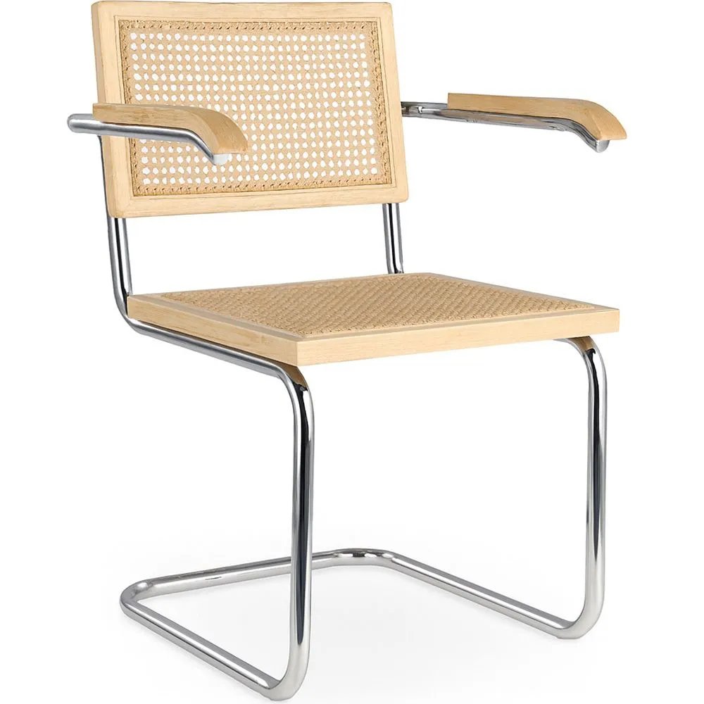 Cadeira de Jantar com Braços - Design Vintage - Madeira e Rattan - Bruna image 8