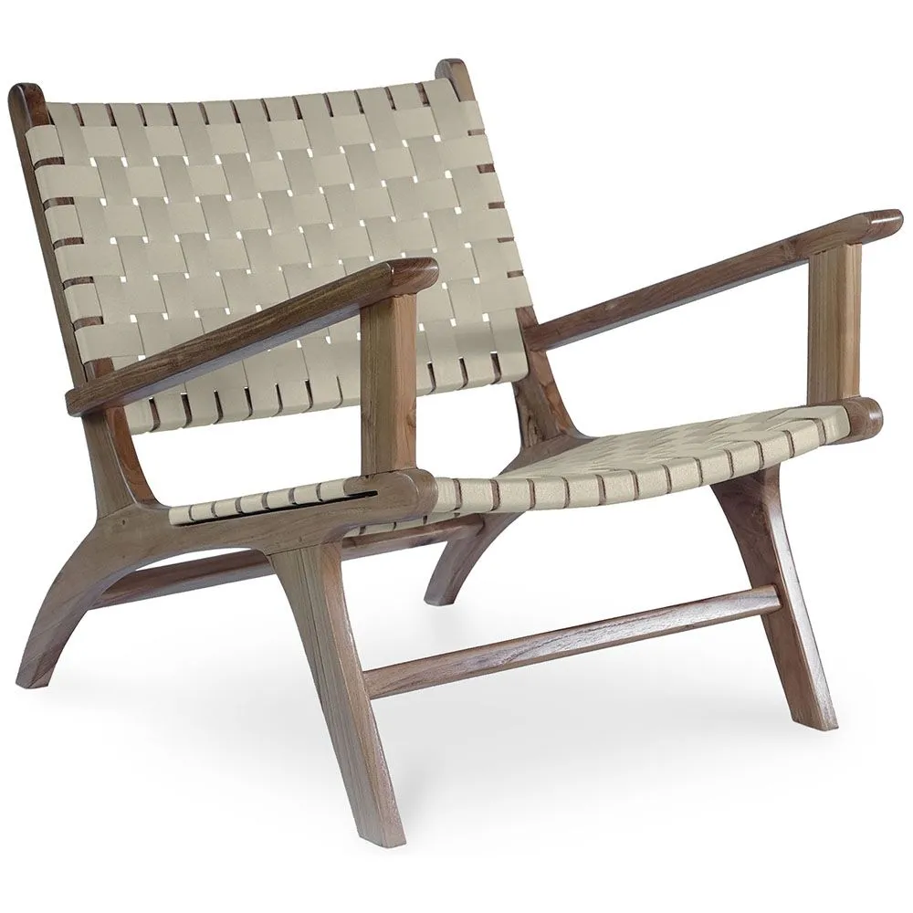 Poltrona de Salão com Apoios de Braço - Poltrona Design Boho Bali - Madeira e Linho - Recia image 8