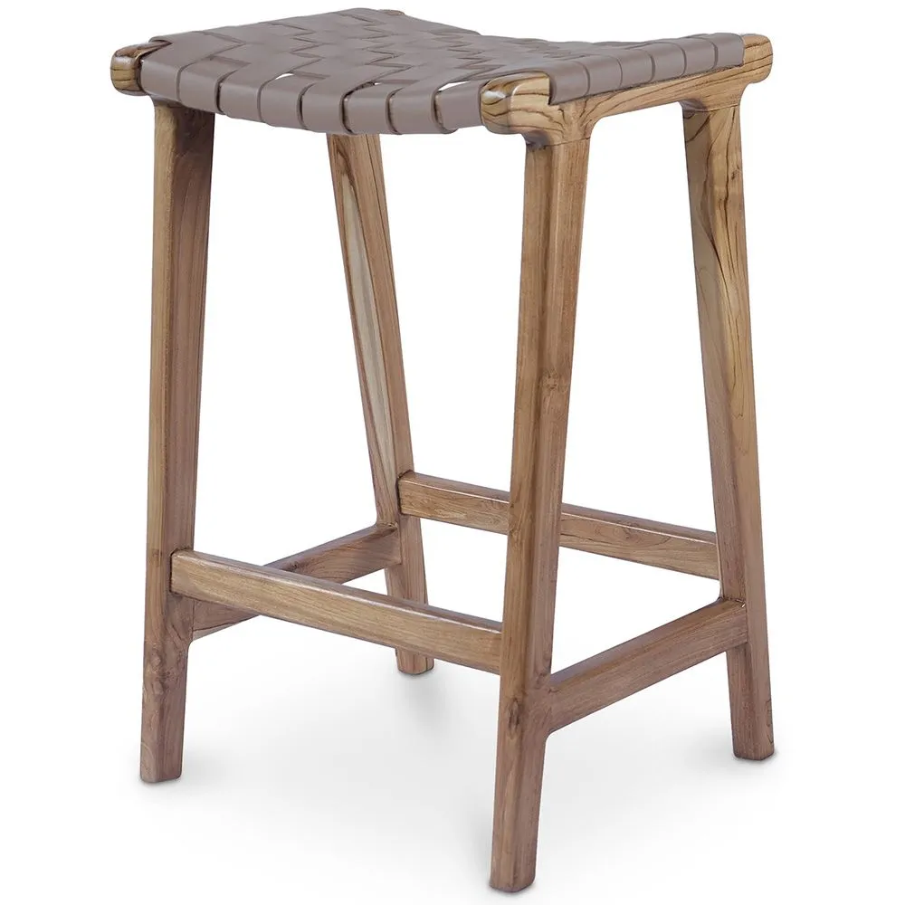 Banquinho de madeira - Design Boho Bali - Couro - Recia image 8