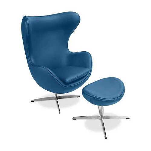  Poltrona de Design em Formato de Ovo com Descanso de Pés - Estofado em Couro Sintético - Brave image 8