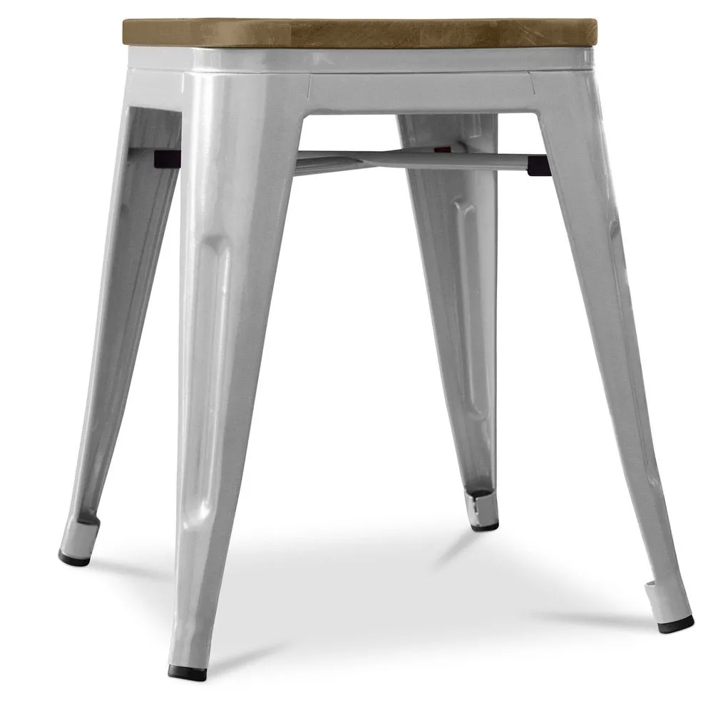 Banqueta com encosto - Design Industrial - Madeira e Aço - 45cm - Stylix image 8