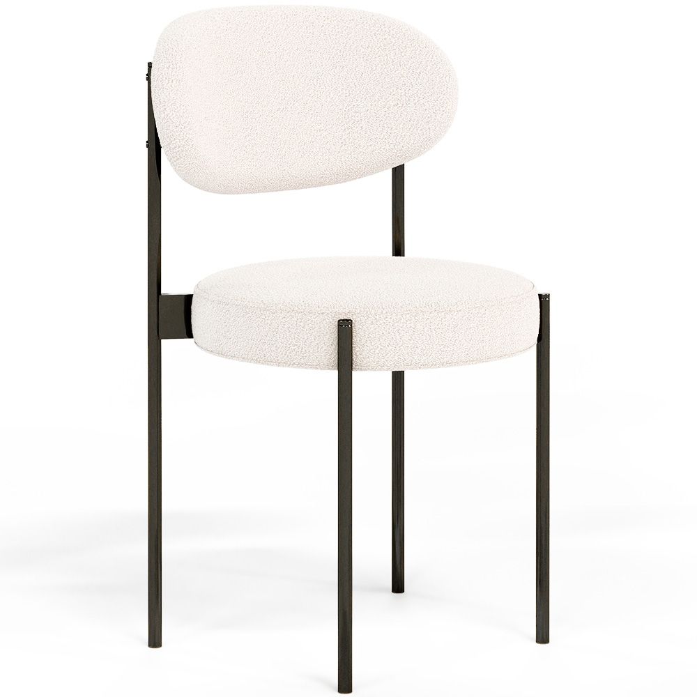 Cadeira de jantar - Estofada em tecido bouclé - Metal preto - Margot image 8