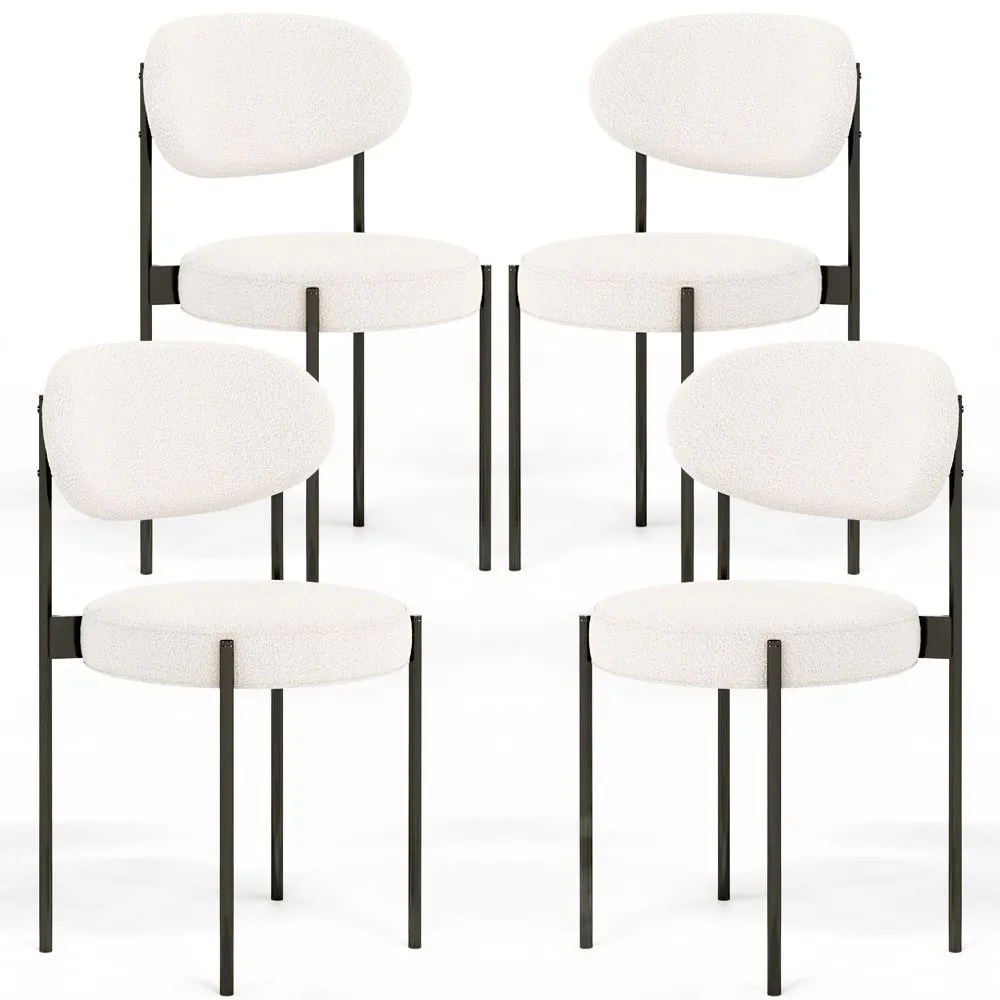Pack de 4 - Cadeira de jantar - Estofada em tecido bouclé - Metal preto - Margot image 8