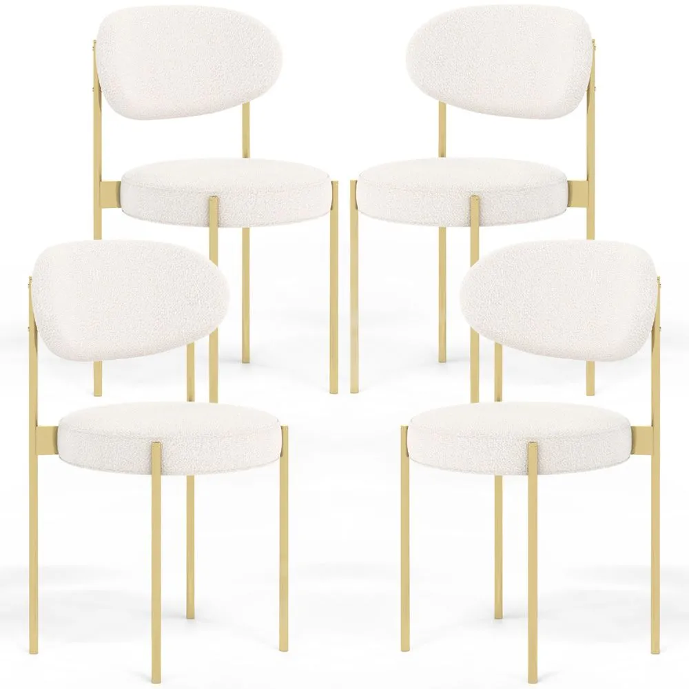 Pack de 4 - Cadeira de jantar - Estofada em tecido bouclé - Metal dourado - Margot image 8