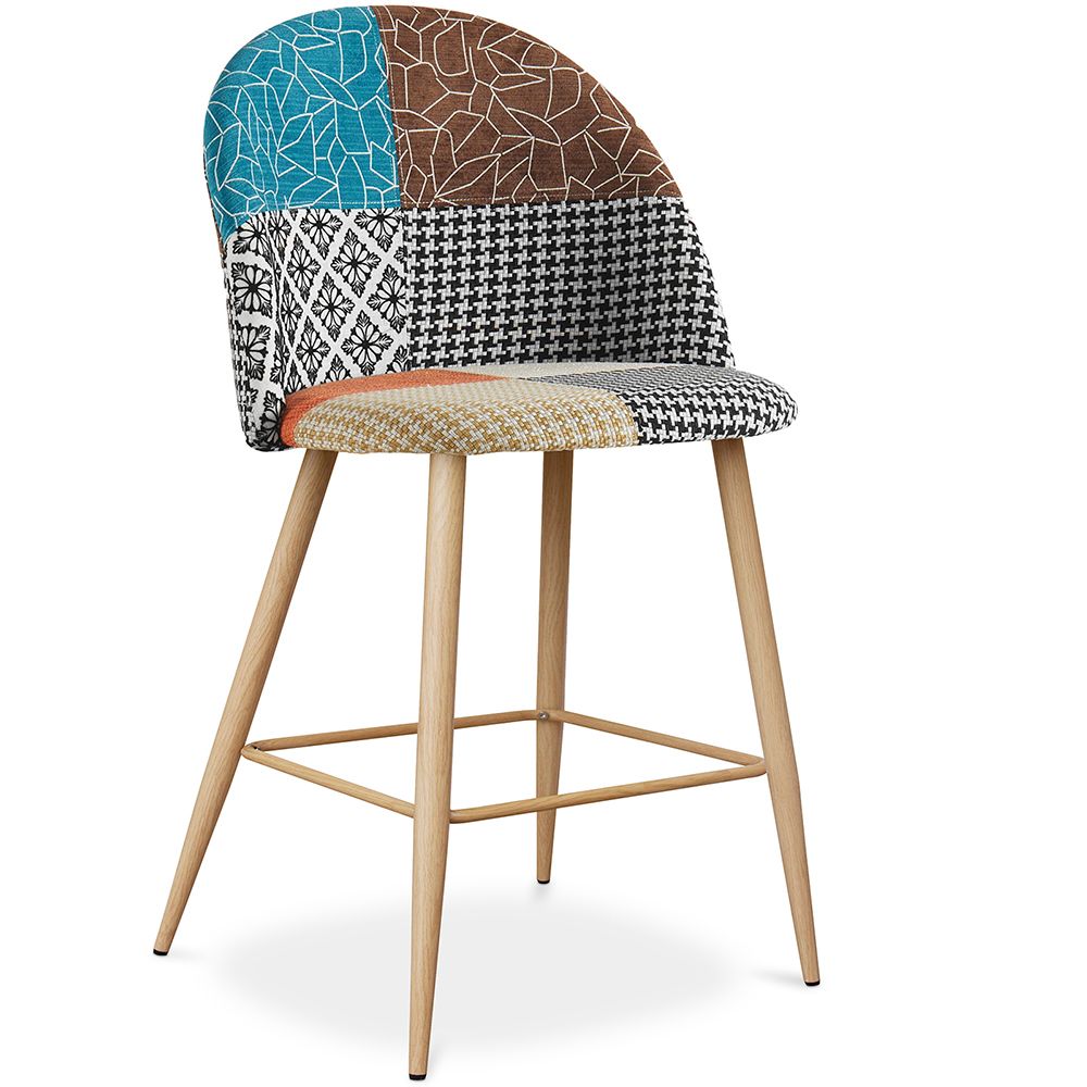Banqueta Estofada em Patchwork - Estilo Escandinavo - 66cm -  Evelyne  image 8