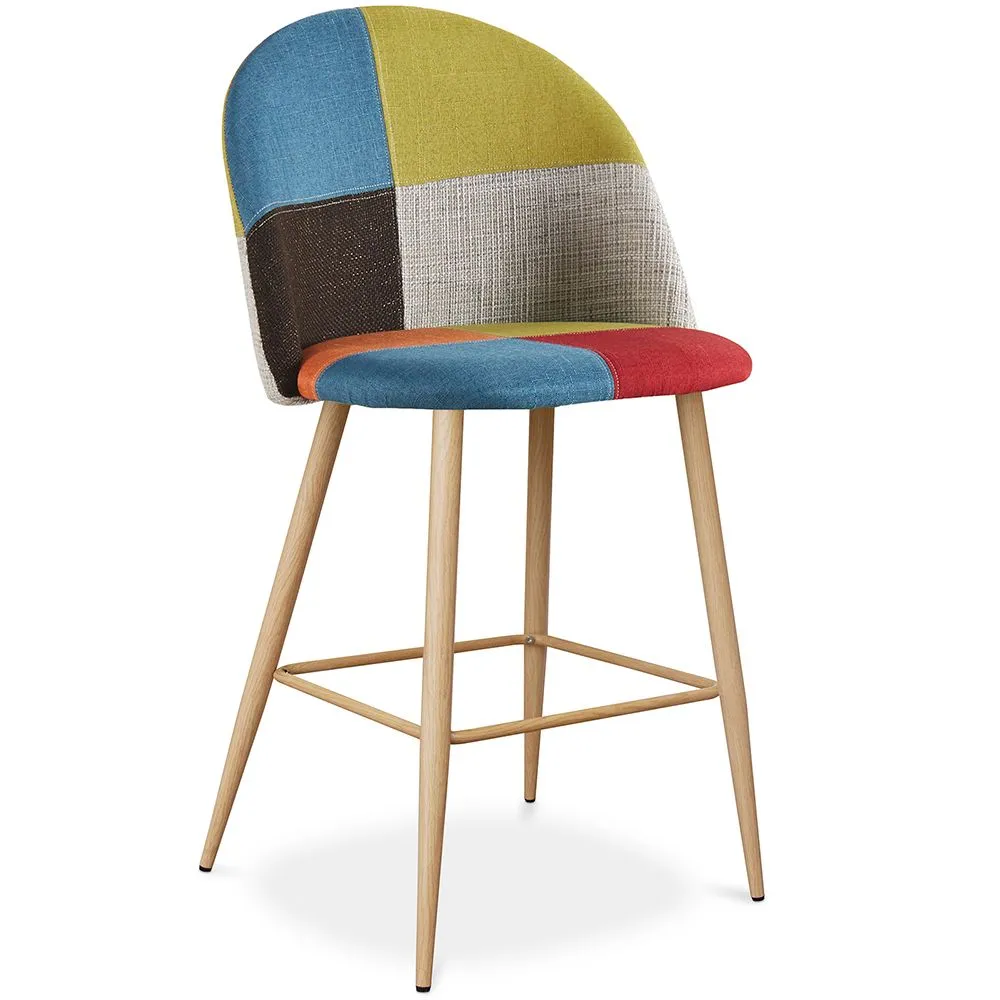 Banqueta Estofada em Patchwork - Estilo Escandinavo - 66cm -Evelyne image 8