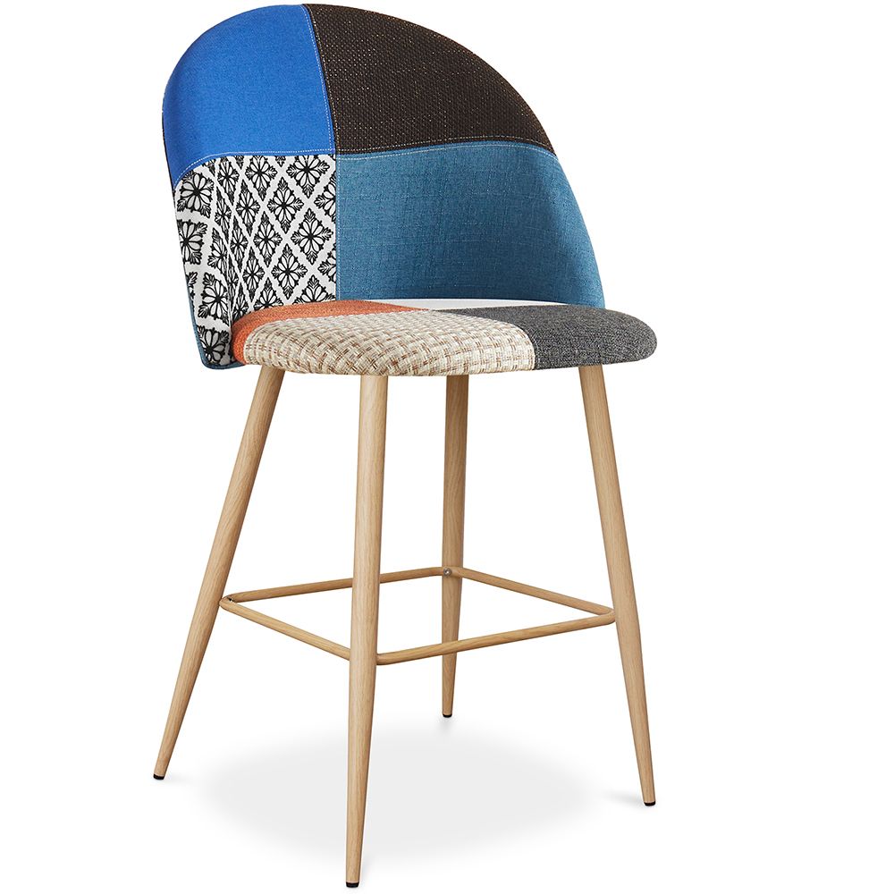 Banqueta Estofada em Patchwork - Estilo Escandinavo - 66cm - Evelyne image 8