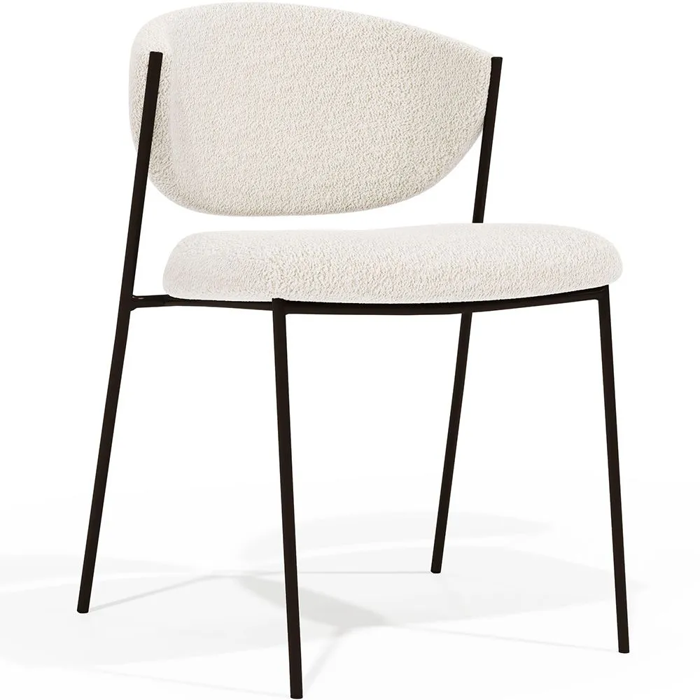 Cadeira de jantar - Estofada em tecido bouclé - Metal Preto - Seda image 8