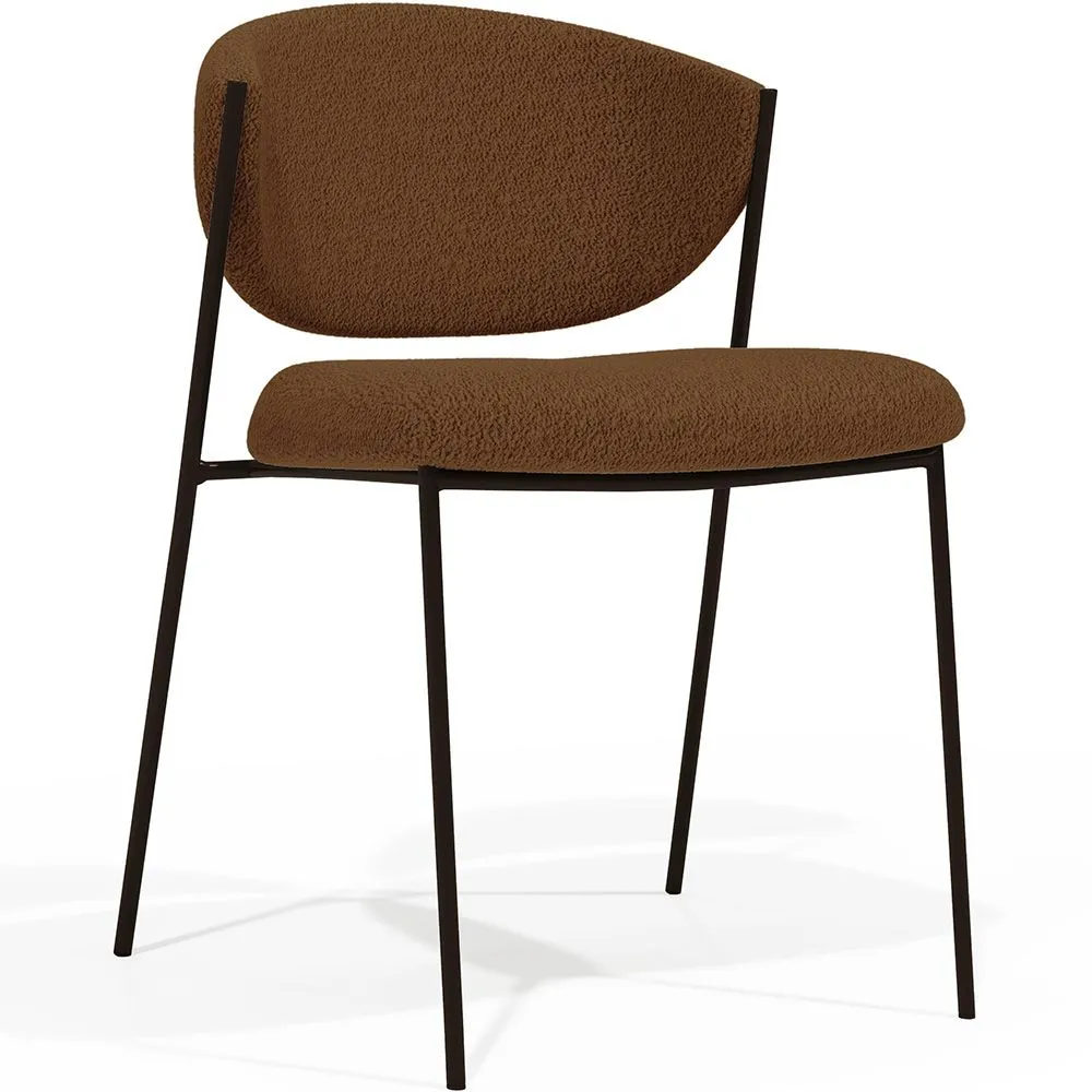 Cadeira de jantar - Estofada em tecido bouclé - Metal Preto - Seda image 8