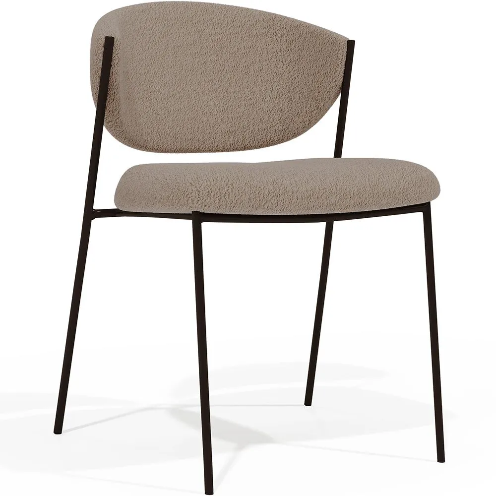 Cadeira de jantar - Estofada em tecido bouclé - Metal Preto - Seda image 8