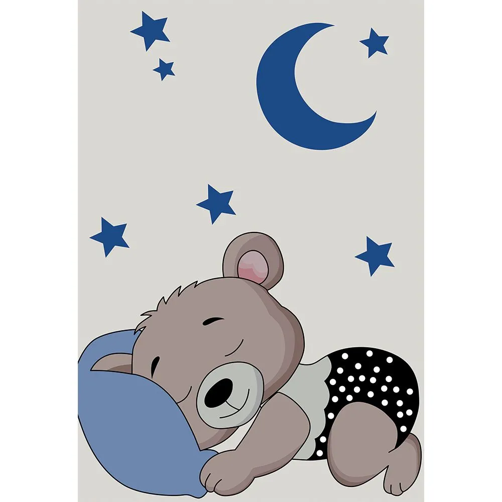 Grande Tapete Infantil com Desenho de Urso Dormindo - Azul e Cinza (290x200 cm) - Hercai image 8