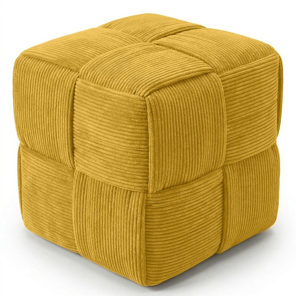 Puff Quadrado Estofado em Veludo Cotelê - Design Moderno - Cube image 8