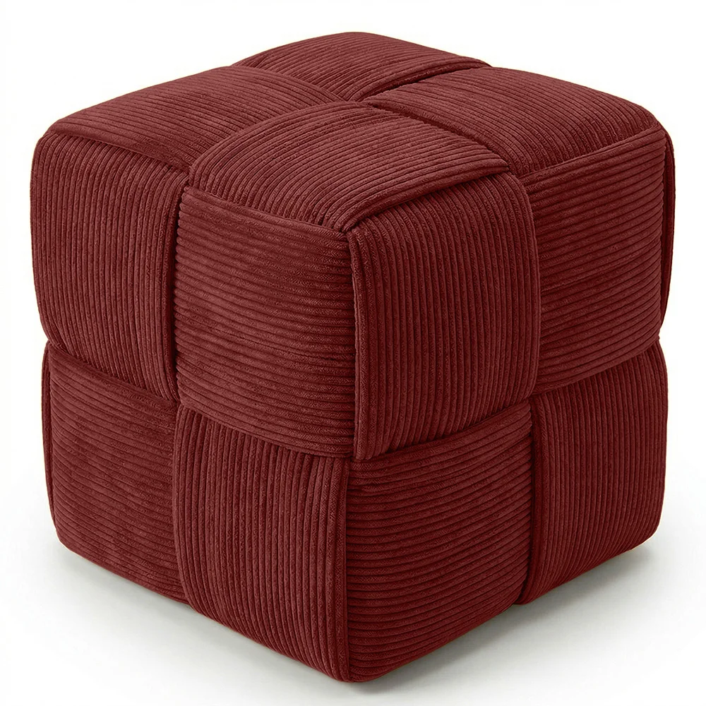 Puff Quadrado Estofado em Veludo Cotelê - Design Moderno - Cube image 8