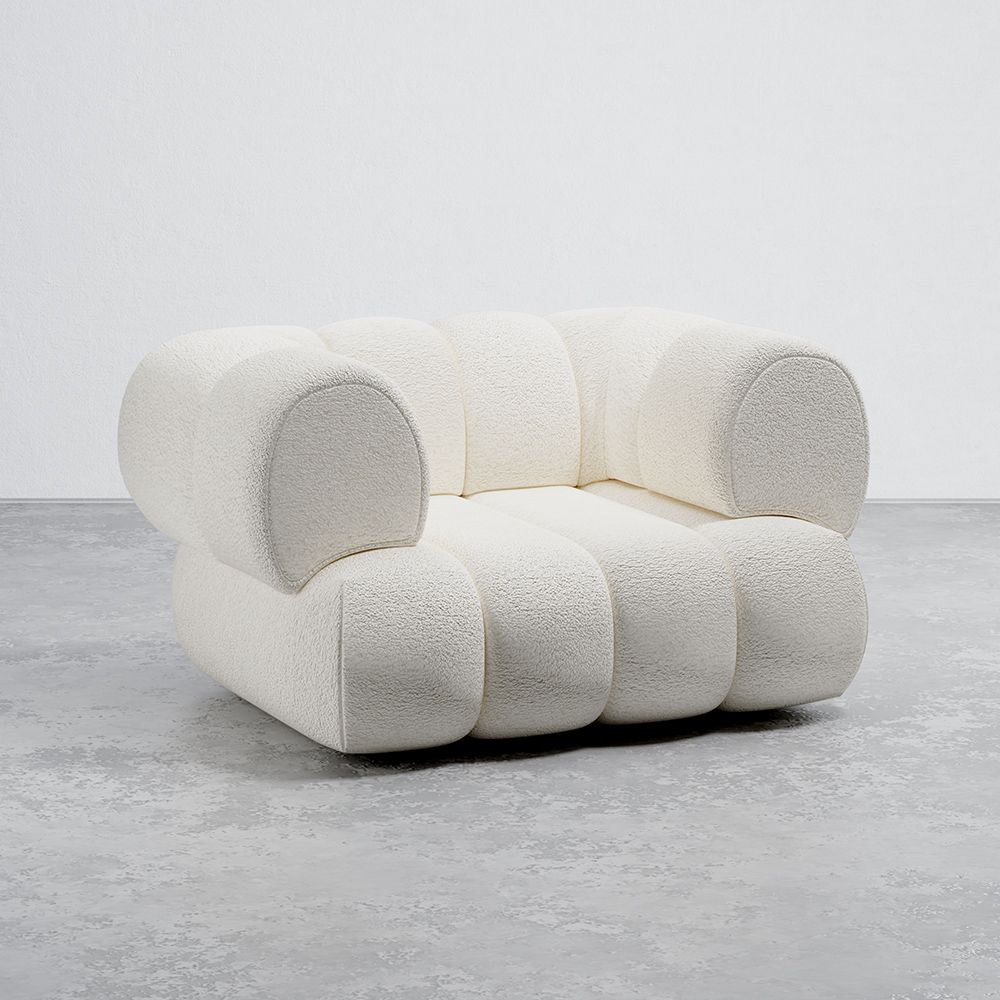 Poltrona Estofada em Tecido Bouclé - Estilo Moderno - Curvo Teddy image 8