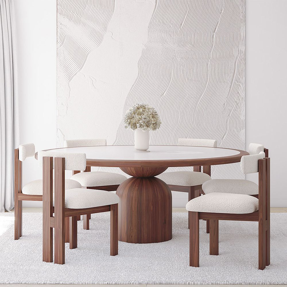 Conjunto de Mesa de Jantar Redonda com 6 Cadeiras de Madeira - Design image 8