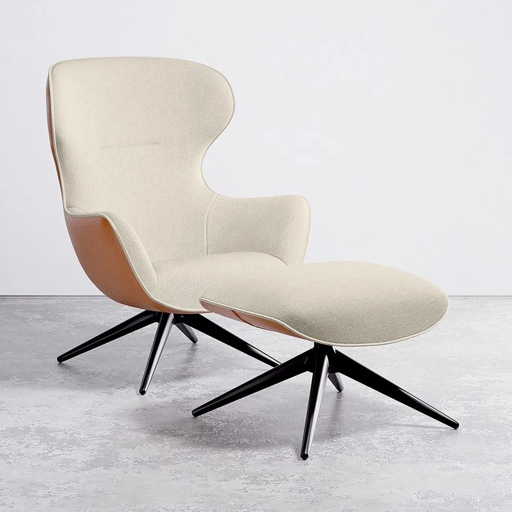 Cadeira de Design Estofada Estilo Contemporâneo com Reposapiés - Derta image 8