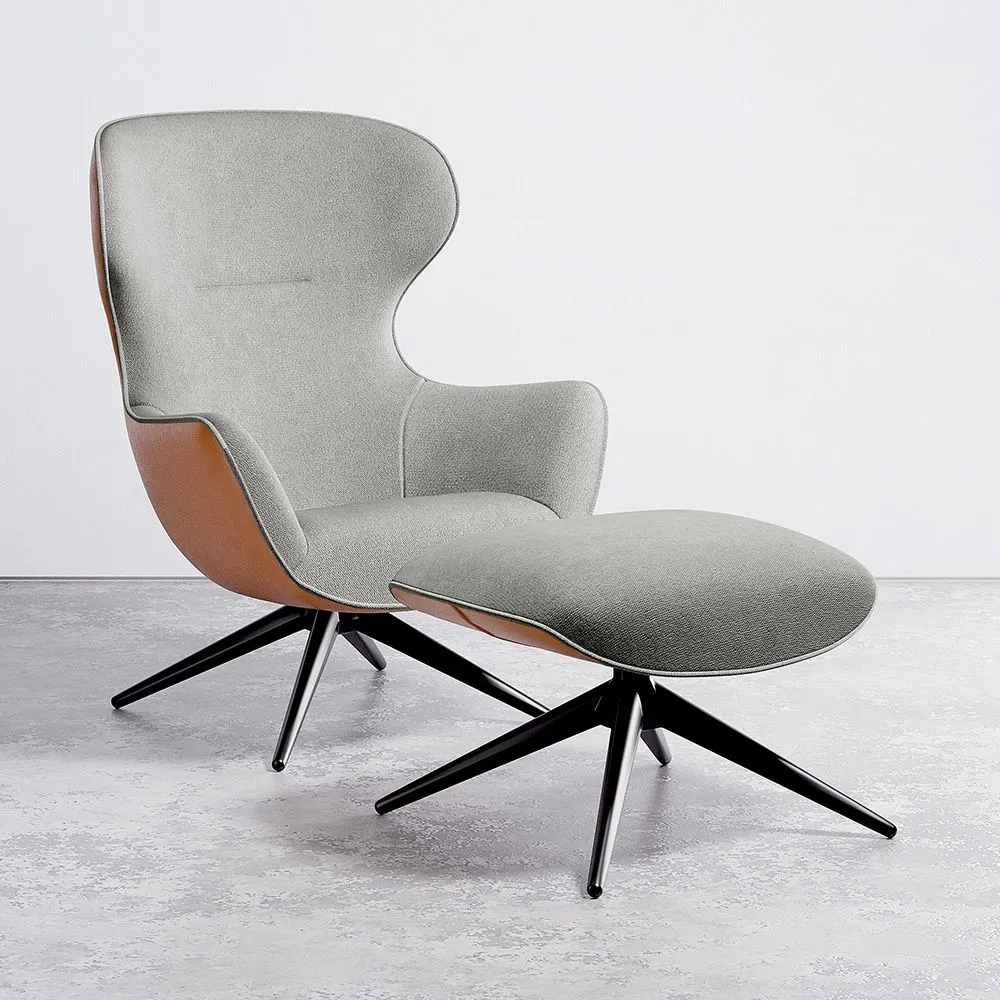 Cadeira de Design Estofada Estilo Contemporâneo com Reposapiés - Derta image 8
