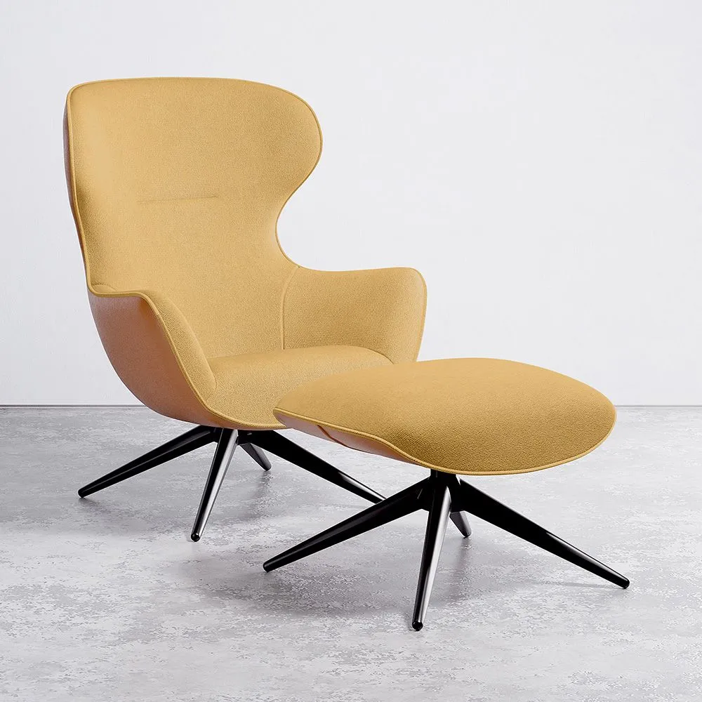 Cadeira de Design Estofada Estilo Contemporâneo com Reposapiés - Derta image 8