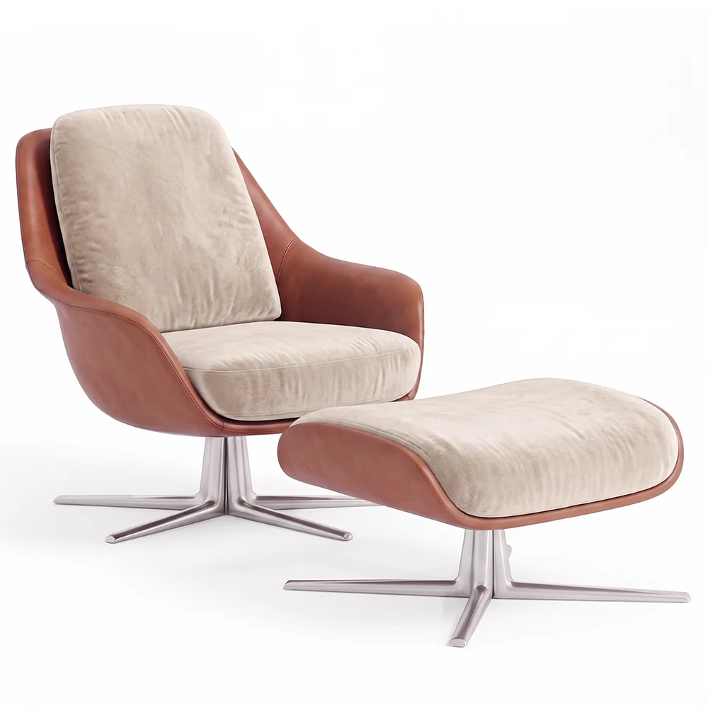 Cadeira de Design Contemporâneo Estofada com Apoio para os Pés - Asher image 8