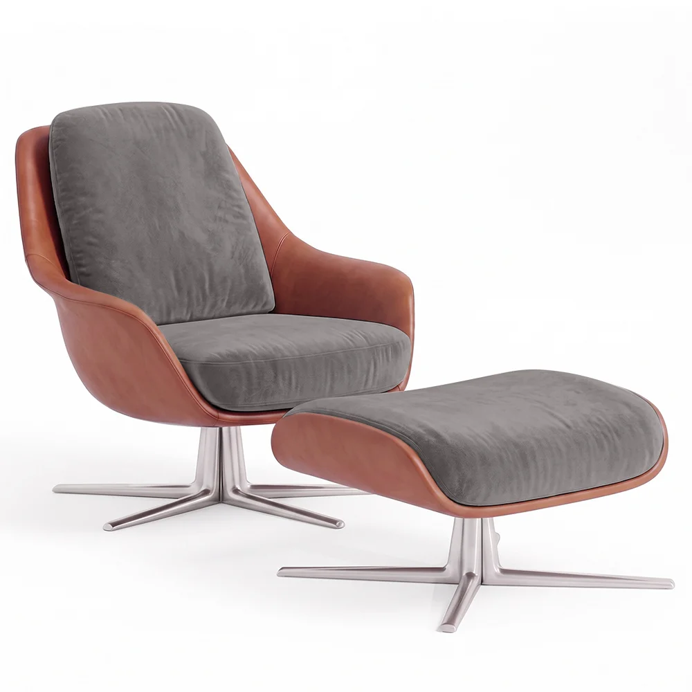Cadeira de Design Contemporâneo Estofada com Apoio para os Pés - Asher image 8