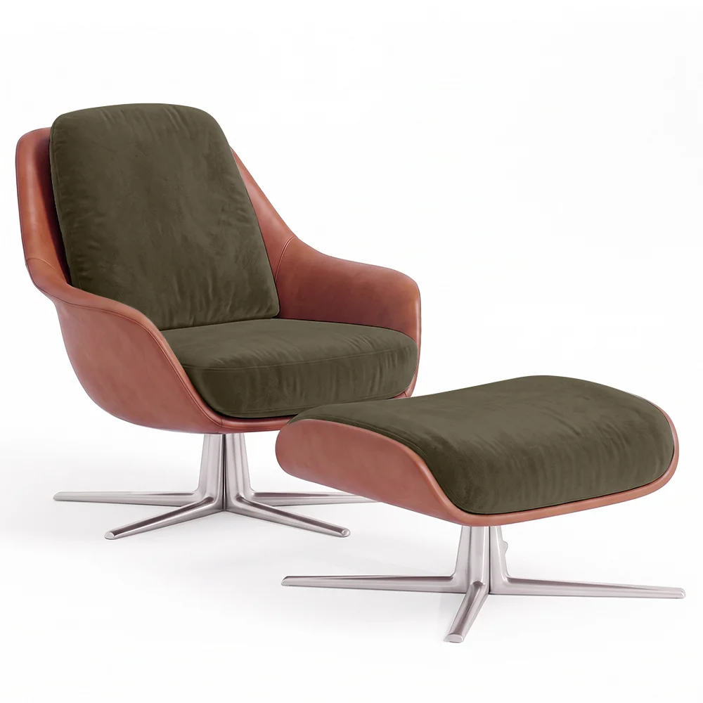 Cadeira de Design Contemporâneo Estofada com Apoio para os Pés - Asher image 8
