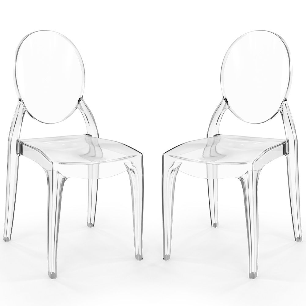 Conjunto de 2 cadeiras de jantar transparentes - Estilo Victoria  image 8